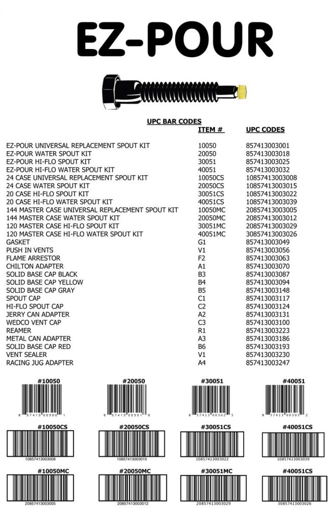 UPC CODES EZ POUR UPC CODES EZ POUR